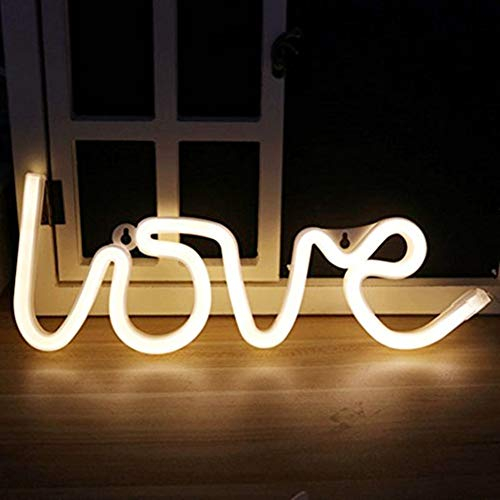Letreros de luz de neón con luces LED de amor nocturno, luces decorativas para regalo de niños, decoración de pared/habitación, fiesta de cumpleaños, Navidad, decoración (blanco cálido)