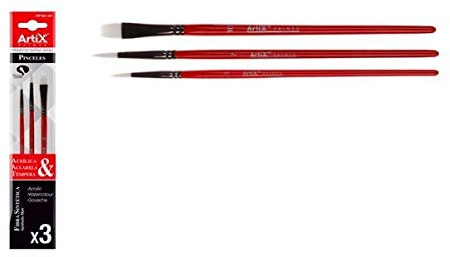 ARTIX Set 3 Pinceles Fibra SINTÉTICA ÓLEO - ACRÍLICO - Acuarela (PP391-01)