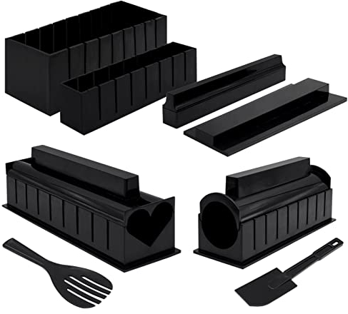 INHEMI Sushi Maker Kit für Anfänger - 10-Teiliges Komplett Set zum Selbst Machen, DIY Rollen Maker - Schwarz