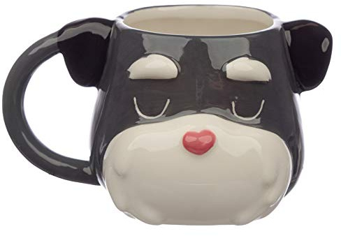 Puckator Dog Squad Schnauzer Dog Head Ceramic Shaped Mug, Tea Coffee Hot Drinks, Decorative Gift Box, Home Kitchen Office Height 8cm Width 15.5cm Depth 11.5cm