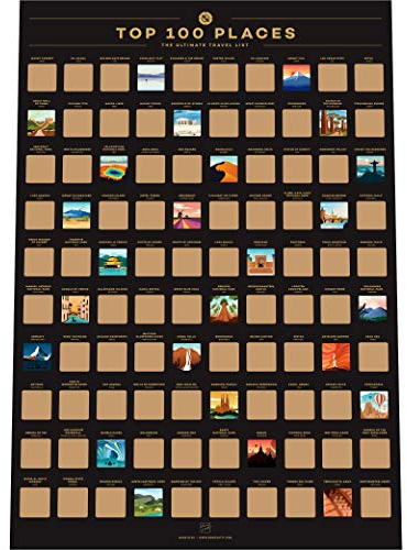 Enno Vatti 100 Places Scratch Off Poster – Beste Reiseziele Bucket List Rubbelkarte (42 x 59.4 cm)