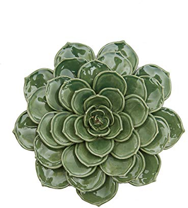 SEINHIJO Keramik Blumen Wanddekoration 3D Blumen Dekor Arts Modern Statue Geschenk Grün 17cm