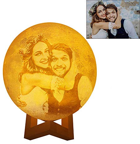 Kiko-ershaa Mondlampe personalisiert mit Foto & Text Benutzerdefinierte 3D-Mondlampen Mondscheinlampe für Kinderzimmer