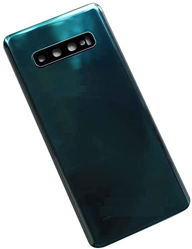 (KIT) Batterieabdeckung + doppelseitiges Klebeband + Objektiv kompatibel mit Samsung Galaxy S10 Plus G975 S10+ G975F Ersatzglas Rückseite Abdeckung Kleber + Linse mit Rahmen Kamera (Grün)