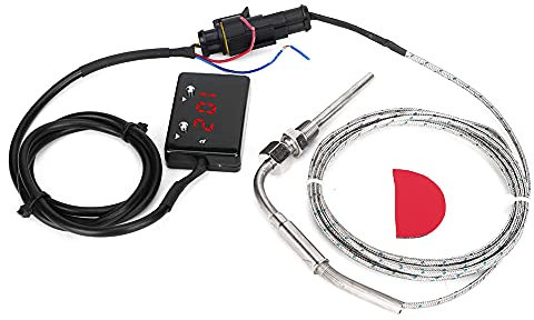 Akozon Sensor de temperatura de escape, NPT 1 / 8in 0-1000 ℃ Temperatura de escape con pantalla digital Medidor de temperatura de gas de escape Medidor de temperatura para vehículos 4WD con turbocompr