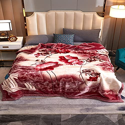 Raschel Fleecedecke aus 100 % Polyesterfaser, Kingsize, verdickt, doppellagig, warm, gemütlich, flauschige Decke für Schlafzimmer, Wohnzimmer, Winter, Einzelbett, Doppelbett (Stil 2150 x 200 cm (2000