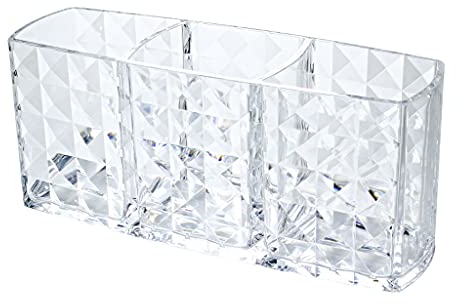 Naildesign Kosmetik Organizer Acryl Diamant Optik Aufbewahrung - 3 Fächer - Pinsel Feile MakeUp
