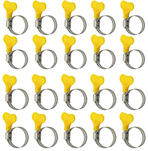 XINMEIWEN 20 Stück Schlüsseltyp Verstellbare Schlauchschellen Sortiment Kit Edelstahl Schlauchschelle Schneckengetriebeklemmen Ideal für Sanitär-Automotive (16-29mm)