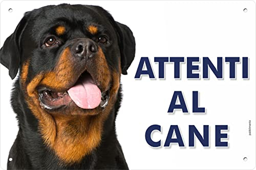 pubblimania ROTTWEILER Cartello Attenti al Cane in metallo Alluminio, spessore 3mm (Cm 20x15)