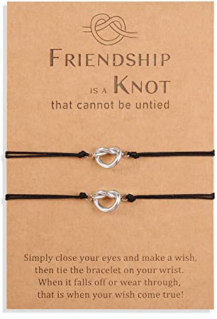 YELUWA 2 Pcs Freundschaft Knoten Unendlichkeit Armbänder Für Beste Freunde Bestie Frauen Mädchen Schwester Bff Brautjungfer Tochter Für Entfernung Übereinstimmung Einstellbare Geburtstag Geschenk