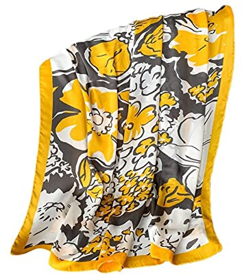 WEIGEER Silk Scarf Women Shawl Yellow Scarf Stain Neckerchief Head Wraps Thin Scarf Ladies Beach Shawl Vintage Painting Bridal Belt Chiffon Scarf Muslim Colourful Cloth Christmas Scarf