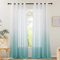 PONY DANCE Halbtransparente Weiße Gardinen mit Ösen 2er Set H 260 x B 140 cm Farbverlauf Vorhänge Wohnzimmer Deko Vorhang Leinenoptik Halbtransparent Fenstergardine, Hellblau