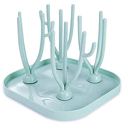 KOMUNJ Abtropfgestelle für Babyflaschen, Babyflaschen Trockengestell, mit Abtropfschale,BPA frei Babyflaschen Zubehör zum Trocknen (Grün)