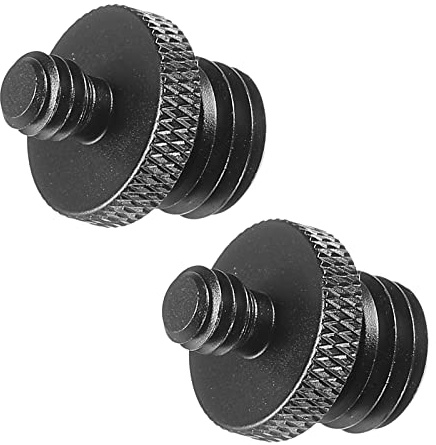 PATIKIL Mic Stand Adapter M12 Male to 1/4 Male Thread Tripod Screw Adapter Double Sides Camera Screw for Microphone Tripod Stand Black 2 Pack