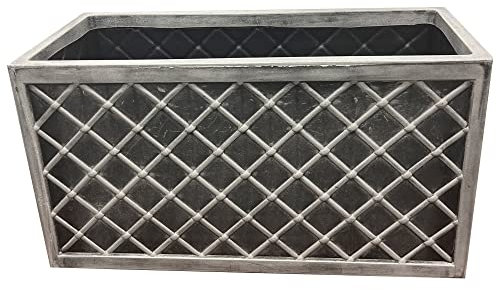 STORM TRADING GROUP Large Garden Planters Flower Pots Slate & Lazio Effect Trough Square Patio Planters Pewter Grey (Lazio Trough, 1 Planter)