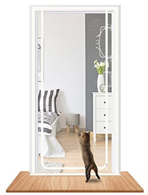 Cat Screen Door Fits Door Size 100cm x 220cm, Thickened Pet Screen Door, Suitable for Living Room, Bedroom, Kitchen, Patio, Corridor, Double Zip