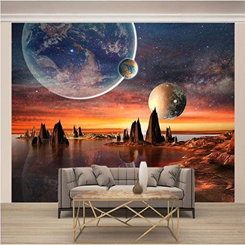 COJIC Photo Wallpaper Outer Space Planet Wallpaper Mural Picture Photo Murals Wallpaper Mural Wallpaper 3D Wallpaper Paste Living Room The Wall for Bedroom Mural Border - 140 (W) x 70 (H) cm
