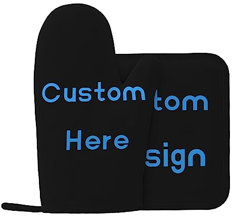 Set di guanti da forno personalizzati personalizzati e presine Regali da cucina personalizzati Aggiungi la tua immagine/testo per amici, familiari come regalo Aggiungi la tua foto/testo