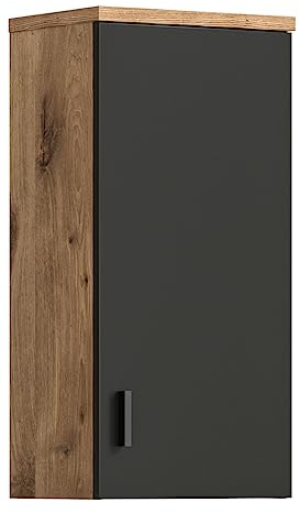 xonox.home - Hängeschrank Grado 37x75x25 cm in Nox Eiche und grau matt - Badset Badezimmerkombination Badmöbel - Zeitloses Design funktional