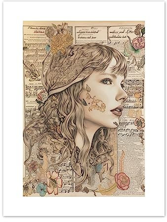 Artery8 Upcycled Music Book Page Singer Portrait Illustration Unframed Art Print Poster Wall Decor 12x16 inch