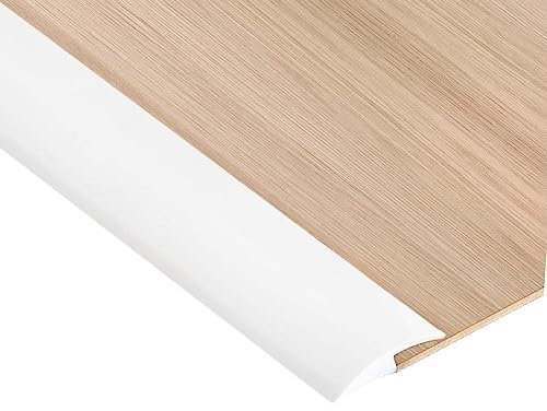 2M White Carpet Trim Self Adhesive PVC Laminate Floor Door Doorway Transition Threshold Strip Tile Edgings Rubber Flooring Edge Strip(Cover Height Within 3mm)