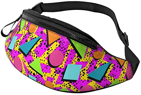 Damen Bauchtasche Retro 80Er 90Er Jahre Unisex Gurttasche Große Kapazität,Stylisch Umhängetaschen Für Fitness Fahrrad Radfahren 14X35Cm