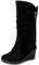 Joliss Donna Zeppa Stivali a Metà Polpaccio Punta Rotonda Stivali Slip-On Warm Inverno Lining Stivali Morbidi Nero-Hm Numero 35 EU