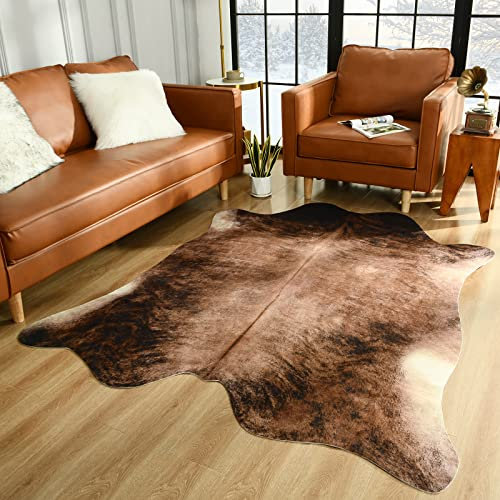 Easycozy Teppich aus Rindsleder, großer Kuhdruck, 18 x 200 cm, verdicktes Gummiband für Schlafzimmer, Wohnzimmer, Heimbüro, westliche Dekoration