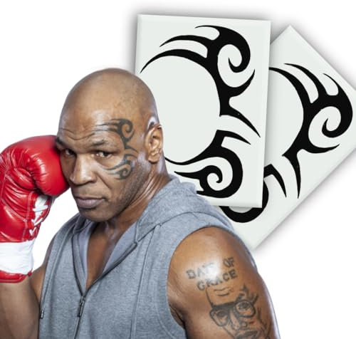 Yatatu - Ensemble de tatouages temporaires Mike Tyson - Cosplay - Carnaval - Halloween - Costume - Very Bad Trip Stu
