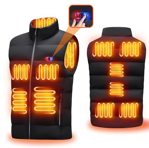 Sentasi 2023 Beheizbare Weste Heizweste Einstellbar 3 Temperatur,11 Zonen Heizung Wärmeweste Elektrische Beheizte Jacke Heizjacke für Wandern Jagd Skifahren Motorrad Herren Damen(Ohne Powerbank)