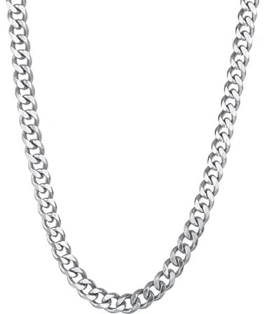 Ryaupy Edelstahl aus Panzerkette (Cubana), Massive Halskette für Männer und Frauen - Cuban Link Glieder-Kette Panzerkette - Handgemachter Schmuck (Silber 3mm)