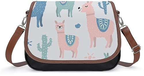 OTRAHCSD Umhängetasche, Alpaka Kaktus Crossbody Tasche, Leder Handtasche für Damen Reise Arbeit Täglicher Gebrauch, Alpaca-Kaktus, Einheitsgröße