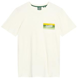 Superdry Herren Gestreiftes Cali T-Shirt mit Logo Wollweiß Geflammt M