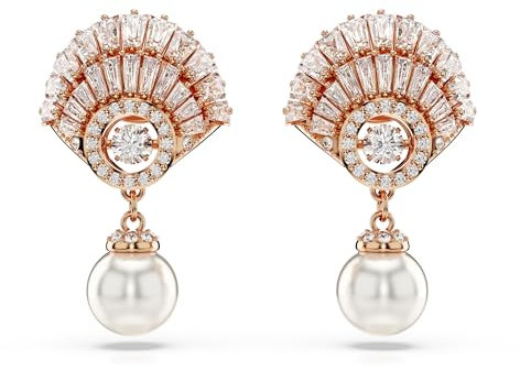 Swarovski Idyllia - Orecchini pendenti placcati in oro rosa, colore: Bianco, 2.9 cm x 1.7 cm, Cristallo Zirconia cubica, Zirconia cubica