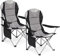 Mondeer Campingstuhl Faltbar 2er Set, Klappstuhl Gepolster Anglerstuhl mit Getränkehaltern und Seitentasche für Camping Garten Balkon Strand, bis 120kg, Dunkelgrau