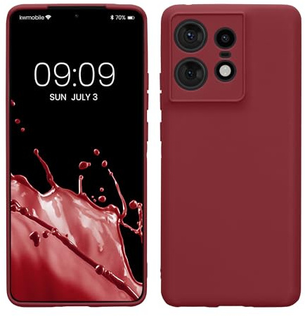 kwmobile Handyhülle für Motorola Edge 50 Pro Hülle - weiches Handy Silikon Case - Schutzhülle Cover - Bordeaux Violett
