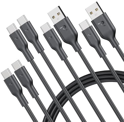 RAMPOW Cable USB C 4 Pack, Cable USB C Carga Rapida 1M, Cable USB A USB C*2, USB C a USB C*2, Cable iPhone 16, Cable iPhone 15 USB Tipo C para iPhone 16/16 Pro/15/15 Pro, iPad, Samsung Galaxy S23/S22