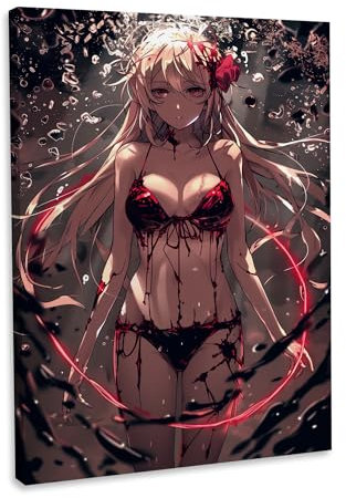 Hustling Sharks® Animebilder auf Leinwand als XXL Wandbild - Anime Girls 2 - Anime-Frauen im Hochformat, verschiedene Frauenbilder als Anime-Bild, Anime (Anime Girl#7, 100x150)