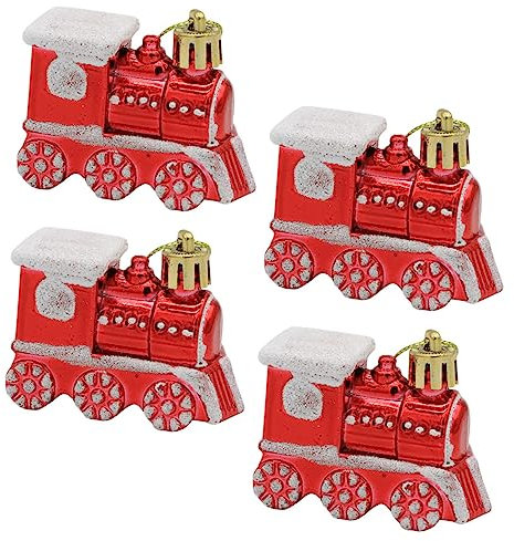 PRETYZOOM 12 STK Weihnachtszug Dekoration Christbaumschmuck Baumkugeln Dekoration Weihnachtszug Spielzeug Hängender Zuganhänger Weihnachtsparty-Dekoration Weihnachtsbaum Rot Plastik
