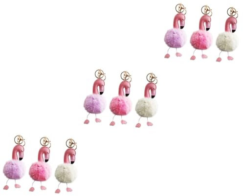 LIFKOME 9 Pièces porte-clés en peluche organisateur de clé organiseur de clef keychain porte-clés flamant rose joli porte-clés porte clé voiture porte-clés de voiture
