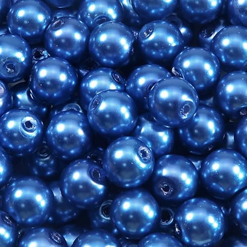 TOAOB 100 cuentas de aprox. 10 mm para pulseras, perlas de cristal azules, redondas, para manualidades, juego de perlas para hacer joyas
