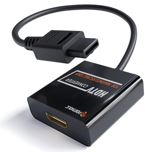 PORTHOLIC N64 zu HDMI Konverter Adapter für Full-HD-Geräte, SNES HDMI Adapter mit HDMI-Kabel unterstützt 16:9/4:3 Konvertierung, kompatibel mit N64/SNES/NGC/SFC/Gamecube (Schwarz)