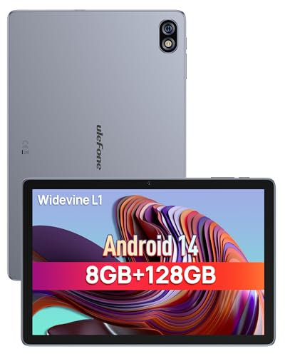 Uelfone Tablet 10.1 Zoll Android 14 Octa-Core, 2024 Newest Tablet PC 8 GB RAM+128 GB ROM (TF1 TB),5G WIFI丨Widevine L1丨GPS丨6600mAh丨5+8MP丨Bluetooth5.0丨UFS 2.1 Flash丨Tablet Grau