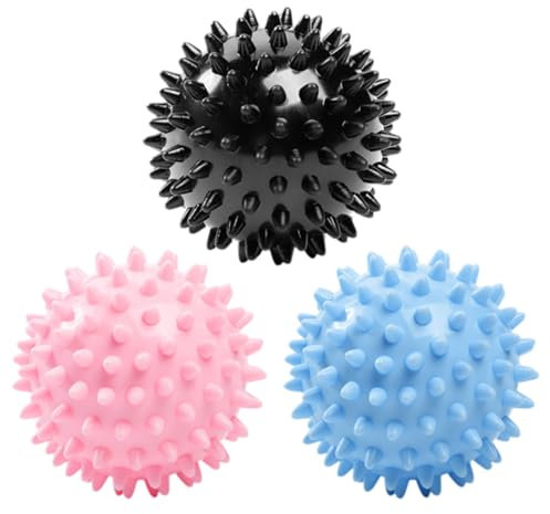 3 Piezas Bolas de Masaje Pelota Masaje Pelotas de Masaje con Pinchos Rodillo para Cuerpo y Pies Masaje de Tejido Profundo Reflexología Terapia de Puntos Gatillo Alivio del Estrés 7.5cm