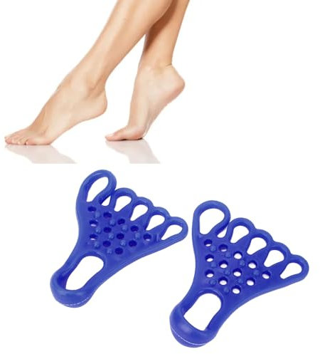 WOOXGEHM Zehen Fuß Stretcher, Hochelastisch, Muskelentspannung, Abriebfest, Rutschfestes TPR Fußtrenner Dehnband für Fitness Valgus (Blau)