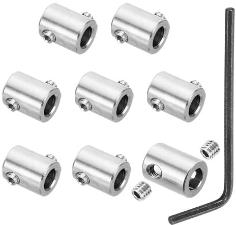 PATIKIL 6mm Hole Wire Rope Clips Set, 8 Set 304 Stainless Steel Double Holes Lock Cable Clamps Clip with M5 Hexagon Screws Spanner for Cable Fitting, Silver 12x15mm