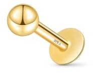 Amberta 9 Karat Gold Piercing Stecker Ohrringe für Damen Und Herren | 16G Helix Ohrstecker Gold | 1,2 mm Stärke Tragus Piercing Gold | Conch Piercing Gold: 6 mm Labret Stab Gold