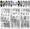 PH PandaHall 3pcs Gothic Skull Nail Stamper, 58 Muster Horror Skelett Blume Nagel Stamping Platte Edelstahl Nagel Bild Plates für Nageldesign Druck Maniküre Salon Halloween