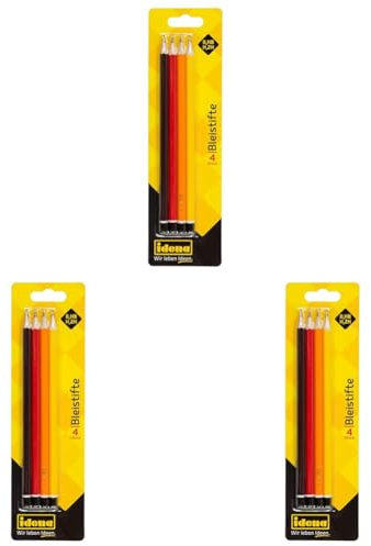 Idena 20004 - Bleistift, 4 Stück, Härte H/HB/B/2H (Packung mit 3)
