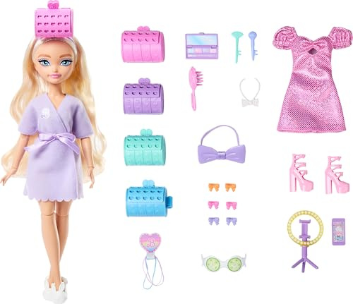 Barbie Dream Besties Get Ready With Malibu Fashion Doll and Accessories | Fashion Doll Wearing Removable Fashions Featuring 15 Styling Accessories, Ages 3+, JGG38